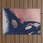 Abstract Navy Blue and Blush Pink Painting  Modern Minimal Wall Art Outdoor Rug Gallery Image 1
