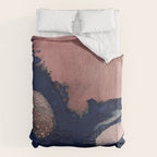 Abstract Navy Blue and Blush Pink Painting  Modern Minimal Wall Art Duvet Cover Gallery Image 6
