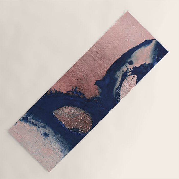Abstract Navy Blue and Blush Pink Painting  Modern Minimal Wall Art Yoga Mat Gallery Image 1