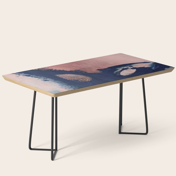 Abstract Navy Blue and Blush Pink Painting  Modern Minimal Wall Art Coffee Table Gallery Image 1