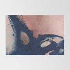 Abstract Navy Blue and Blush Pink Painting  Modern Minimal Wall Art Rug Gallery Image 2