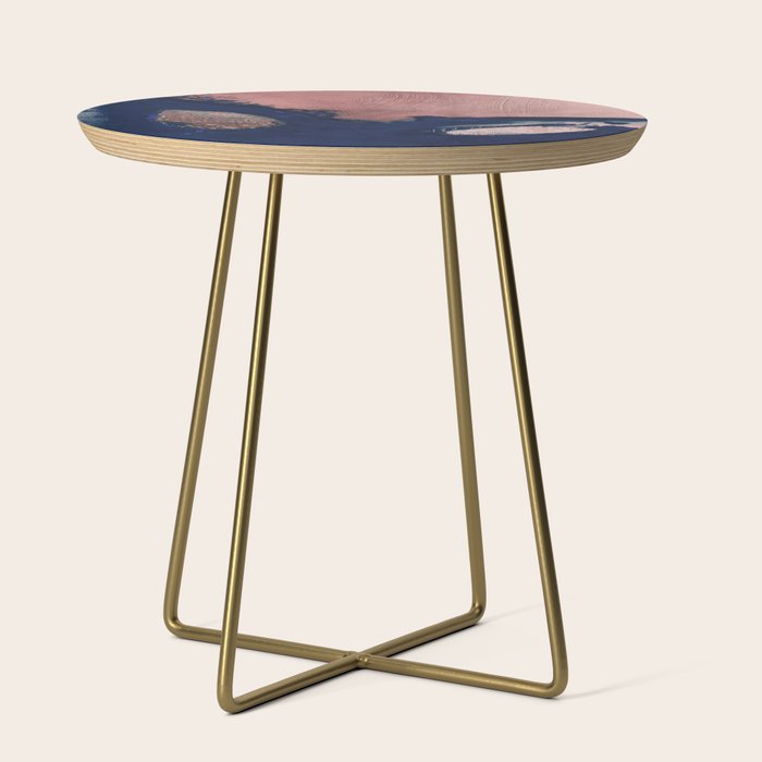 Abstract Navy Blue and Blush Pink Painting  Modern Minimal Wall Art Side Table Gallery Image 1