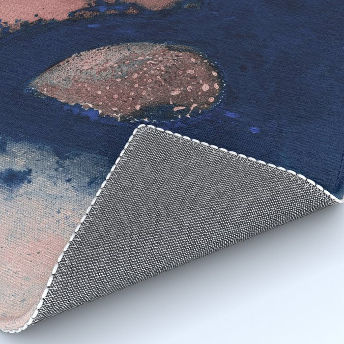 Abstract Navy Blue and Blush Pink Painting  Modern Minimal Wall Art Rug Gallery Image 4