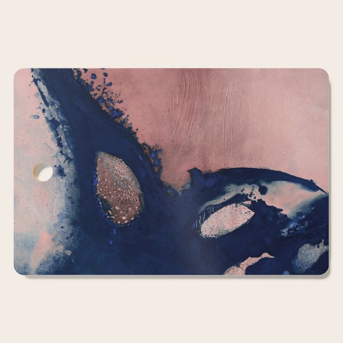 Abstract Navy Blue and Blush Pink Painting  Modern Minimal Wall Art Cutting Board Gallery Image 1