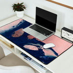 Abstract Navy Blue and Blush Pink Painting  Modern Minimal Wall Art Desk Mat Gallery Image 2