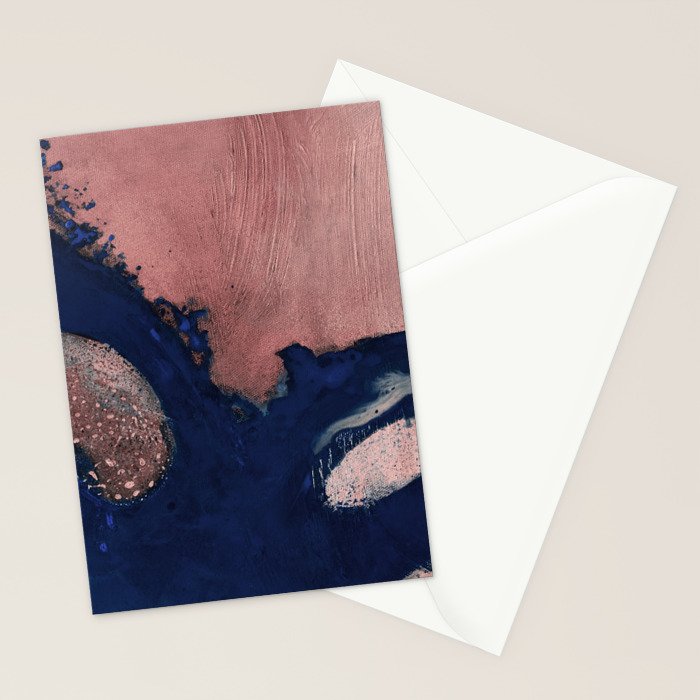 Abstract Navy Blue and Blush Pink Painting  Modern Minimal Wall Art Stationery Card Gallery Image 2