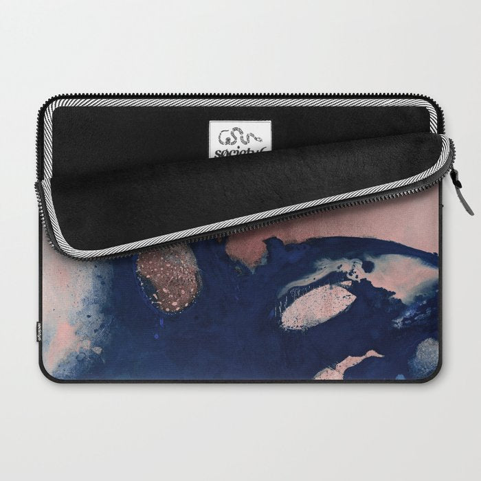 Abstract Navy Blue and Blush Pink Painting  Modern Minimal Wall Art Laptop Sleeve Gallery Image 2