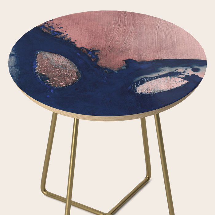 Abstract Navy Blue and Blush Pink Painting  Modern Minimal Wall Art Side Table Gallery Image 2