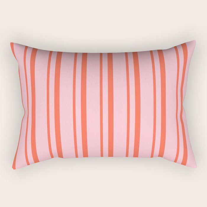 Pink and Red Colored Pattern of Stripes Rectangular Pillow Gallery Image 1