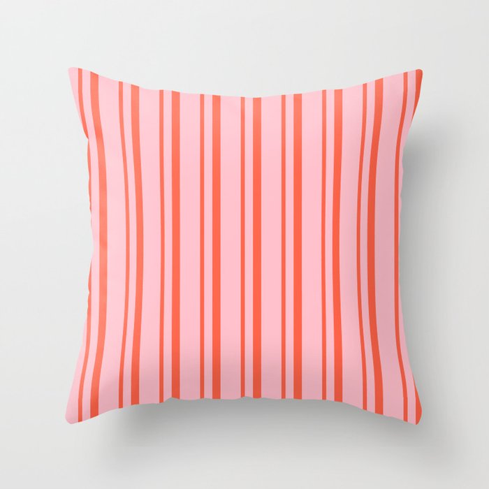 Pink and Red Colored Pattern of Stripes Throw Pillow Gallery Image 6