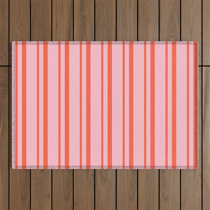 Pink and Red Colored Pattern of Stripes Outdoor Rug Gallery Image 1