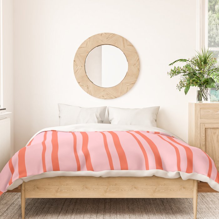 Pink and Red Colored Pattern of Stripes Duvet Cover Gallery Image 3