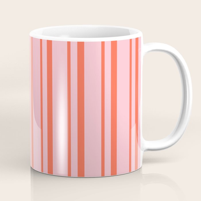 Pink and Red Colored Pattern of Stripes Coffee Mug Gallery Image 1
