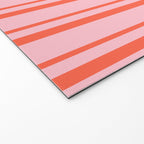 Pink and Red Colored Pattern of Stripes Welcome Mat Gallery Image 2
