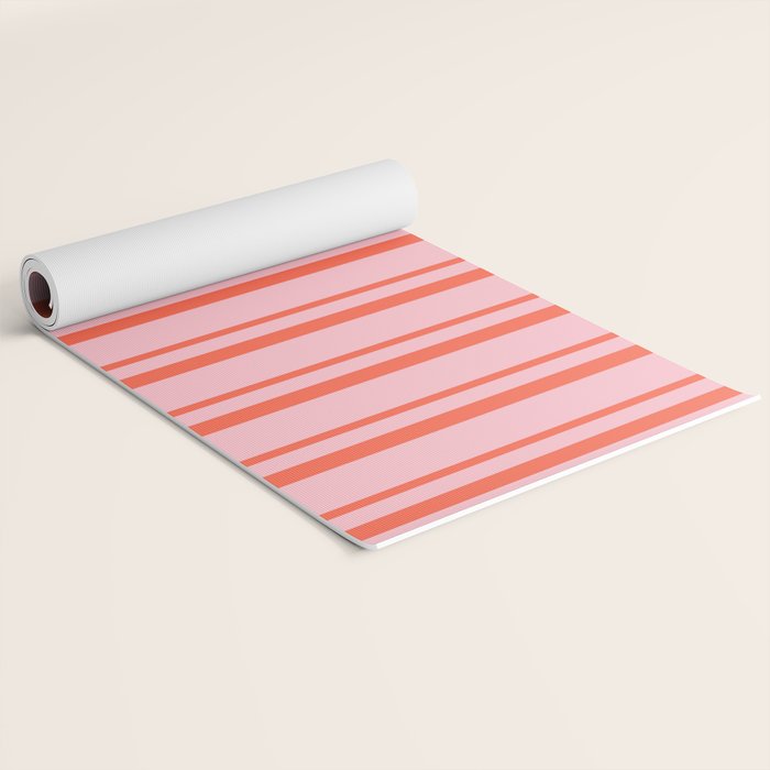Pink and Red Colored Pattern of Stripes Yoga Mat Gallery Image 2