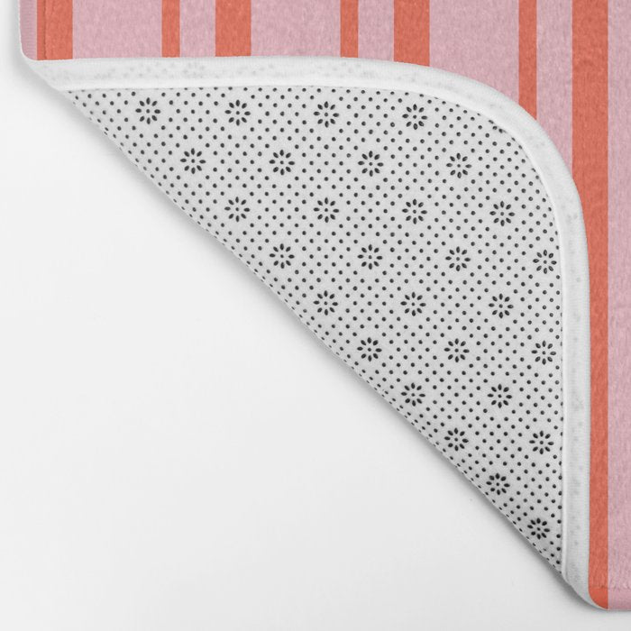 Pink and Red Colored Pattern of Stripes Bath Mat Gallery Image 2