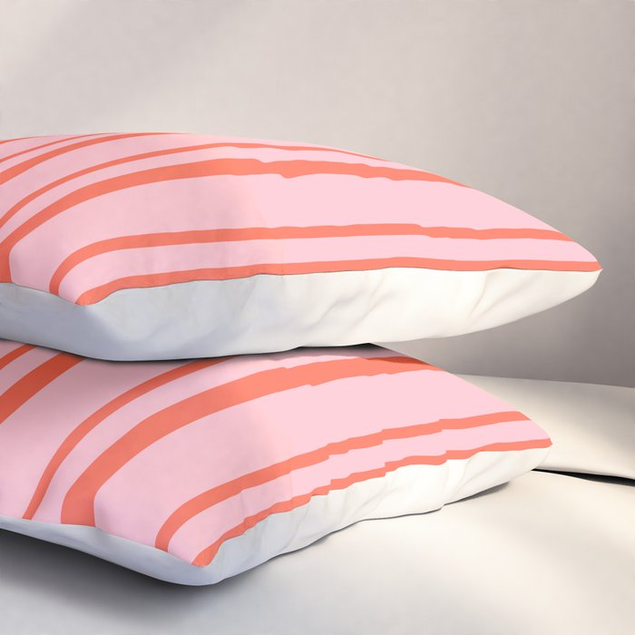 Pink and Red Colored Pattern of Stripes Pillow Sham Gallery Image 3