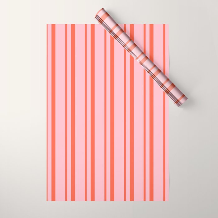 Pink and Red Colored Pattern of Stripes Wrapping Paper Gallery Image 1