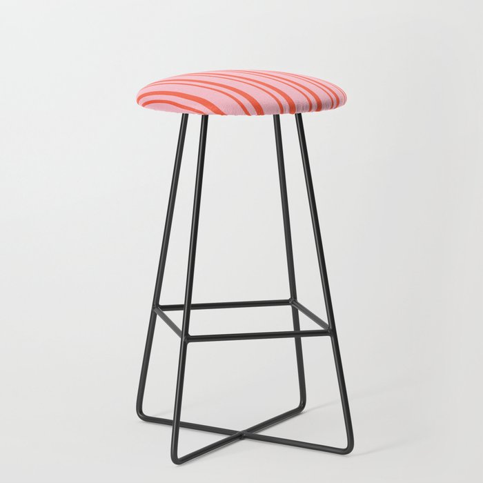Pink and Red Colored Pattern of Stripes Stool Gallery Image 1