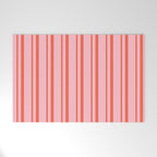 Pink and Red Colored Pattern of Stripes Welcome Mat Gallery Image 1