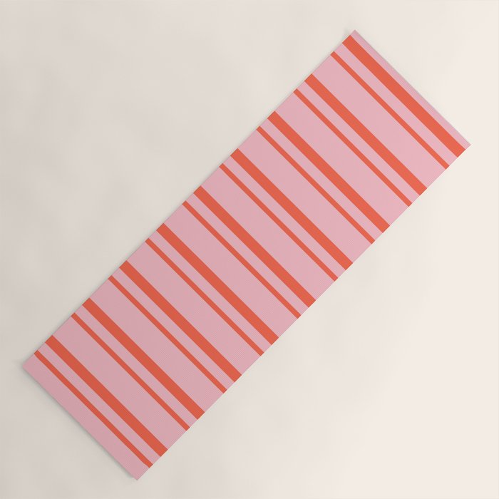 Pink and Red Colored Pattern of Stripes Yoga Mat Gallery Image 1