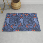 Blue Birds And Red Cherries Blue Rug Gallery Image 1