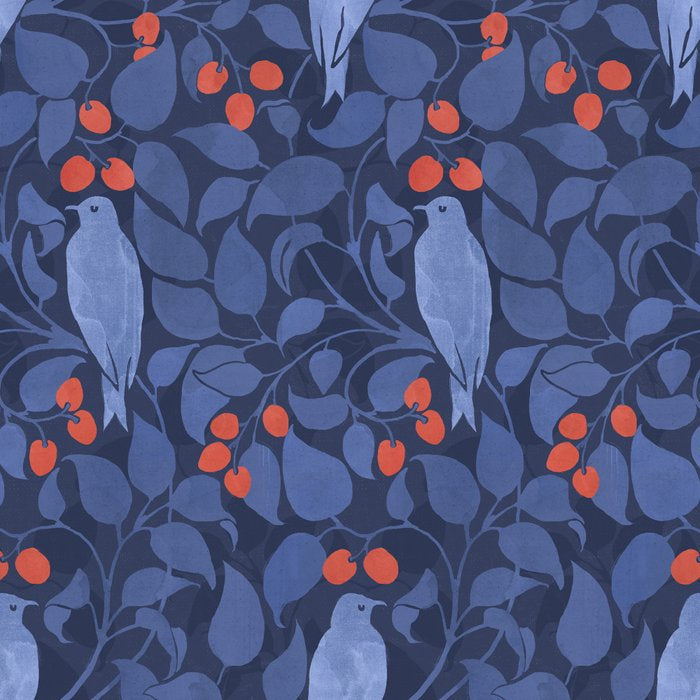 Blue Birds And Red Cherries Blue Coffee Mug Gallery Image 2