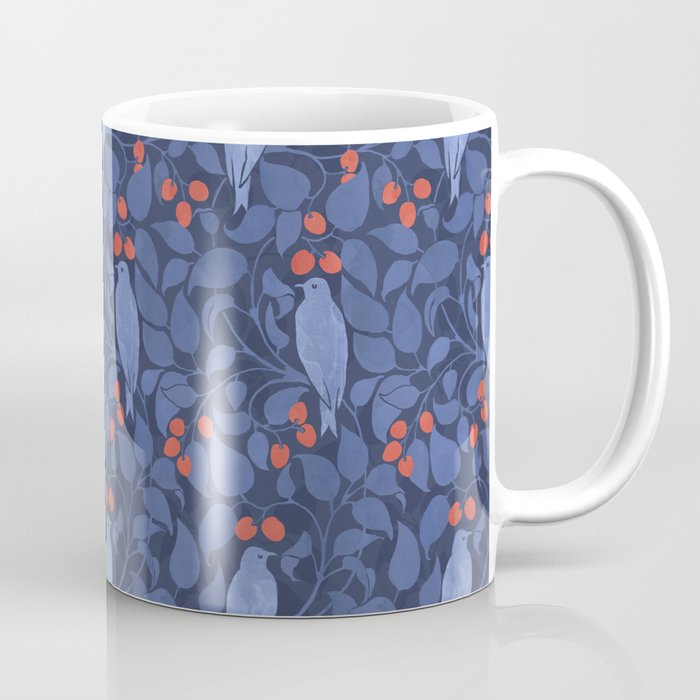 Blue Birds And Red Cherries Blue Coffee Mug Gallery Image 1