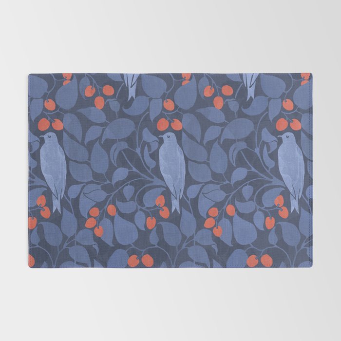 Blue Birds And Red Cherries Blue Rug Gallery Image 2