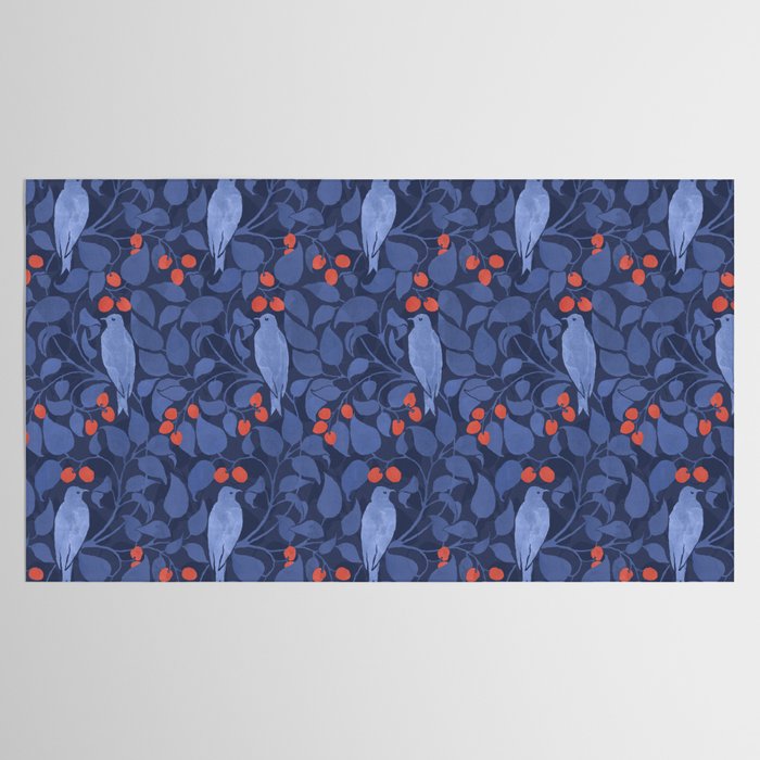 Blue Birds And Red Cherries Blue Tablecloth Gallery Image 2