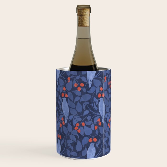 Blue Birds And Red Cherries Blue Wine Chiller Gallery Image 2
