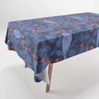 Blue Birds And Red Cherries Blue Tablecloth Gallery Image 1
