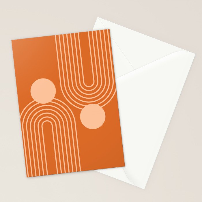 Mid Century Modern Geometric 194 in Orange Shades Stationery Card Gallery Image 2