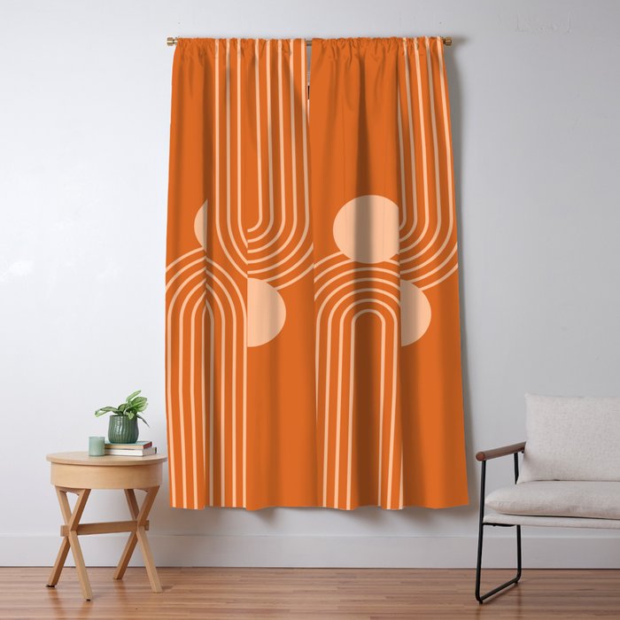 Mid Century Modern Geometric 194 in Orange Shades Window Curtain Gallery Image 5