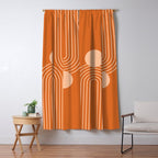 Mid Century Modern Geometric 194 in Orange Shades Window Curtain Gallery Image 5