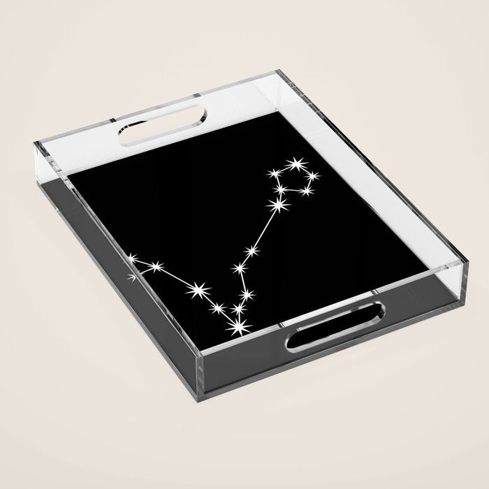 Pisces Zodiac Star Constellation Line Art Black Acrylic Tray Gallery Image 1