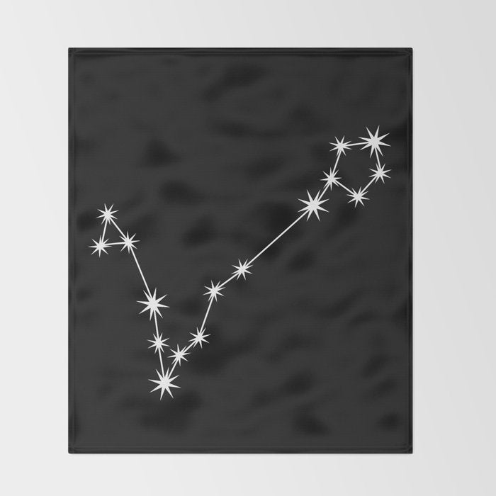 Pisces Zodiac Star Constellation Line Art Black Throw Blanket Gallery Image 2