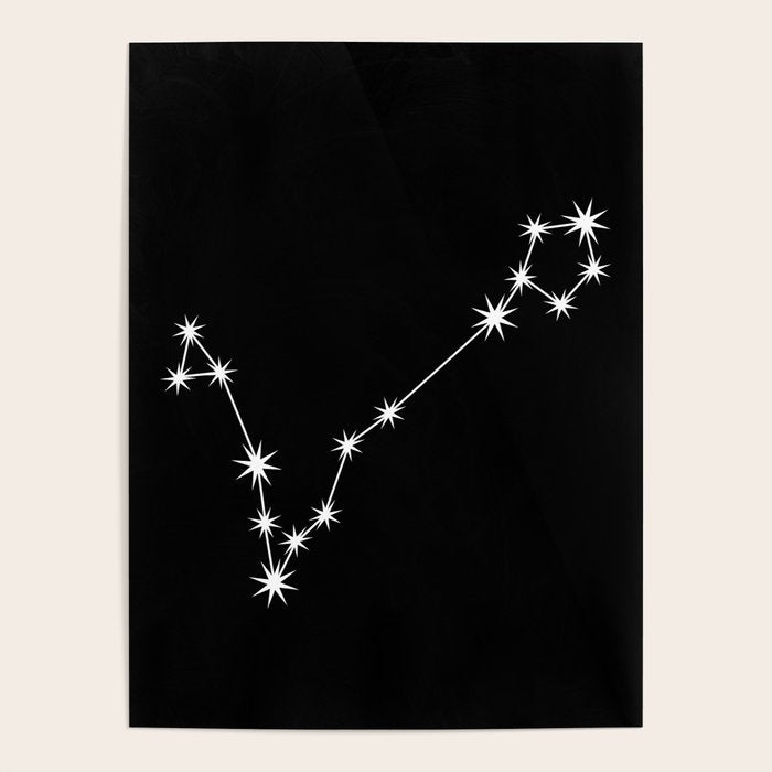 Pisces Zodiac Star Constellation Line Art Black Poster Gallery Image 1