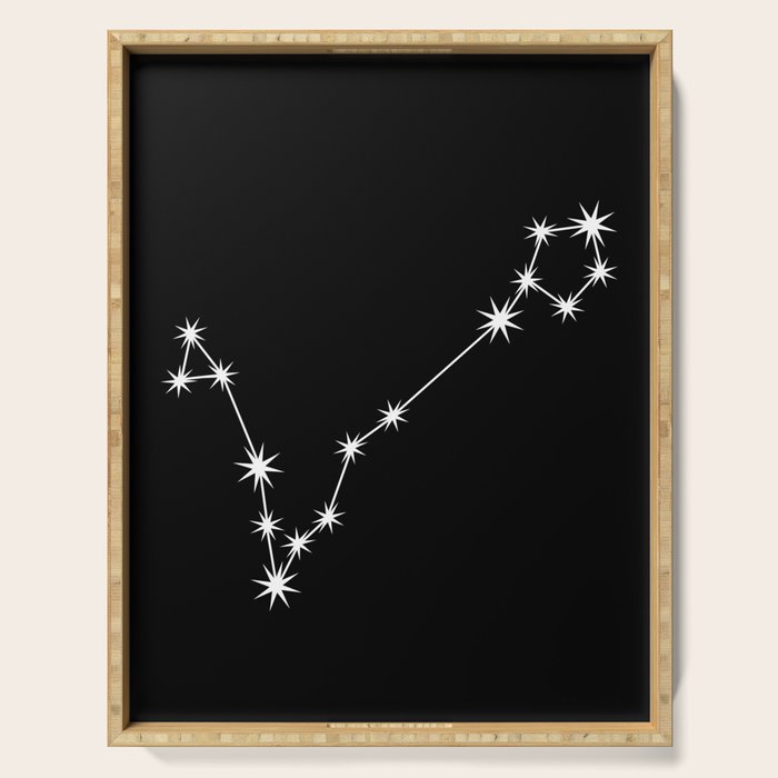 Pisces Zodiac Star Constellation Line Art Black Serving Tray Gallery Image 1