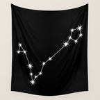 Pisces Zodiac Star Constellation Line Art Black Wall Tapestry Gallery Image 4