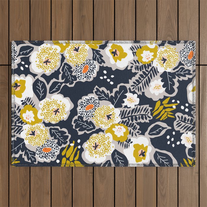 Scandinavian flowers greet you Outdoor Rug Gallery Image 1