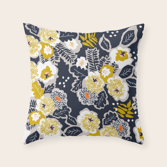 Scandinavian flowers greet you Throw Pillow Gallery Image 6