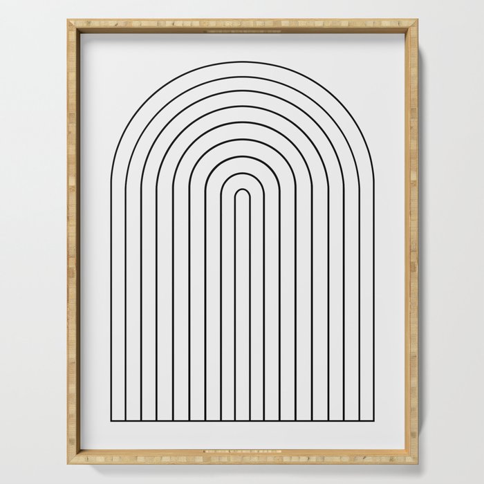 Minimal Arch IV Black and White Modern Geometric Lines Serving Tray Gallery Image 1