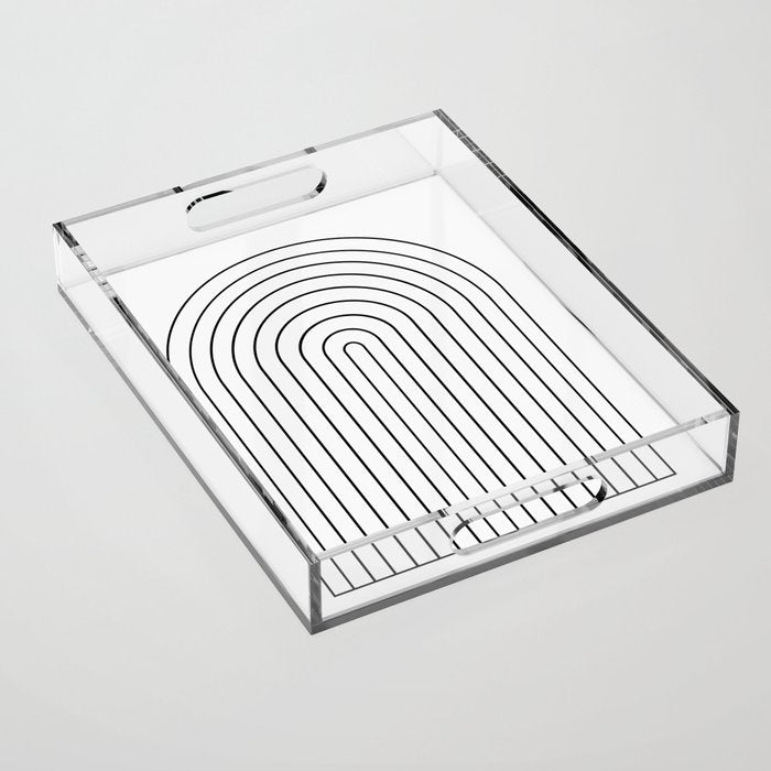 Minimal Arch IV Black and White Modern Geometric Lines Acrylic Tray Gallery Image 1