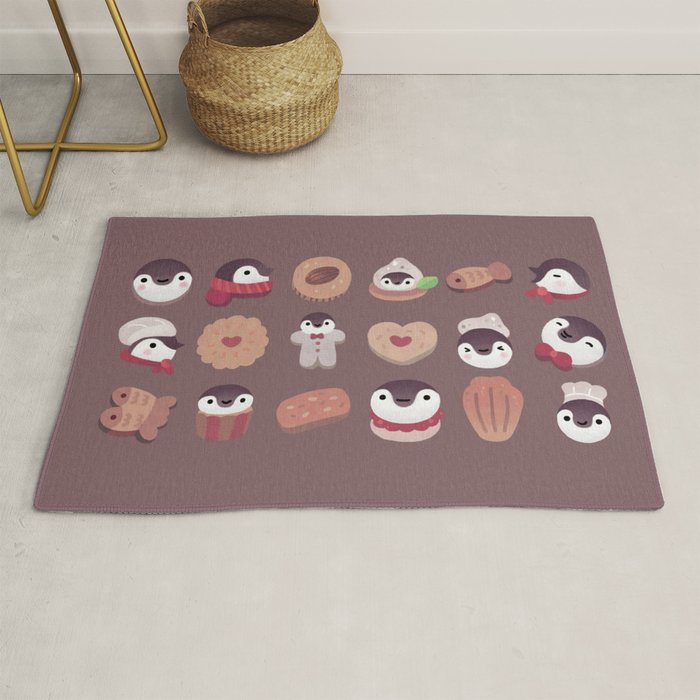 Cookie & cream & penguin - brown  pattern Rug Gallery Image 1