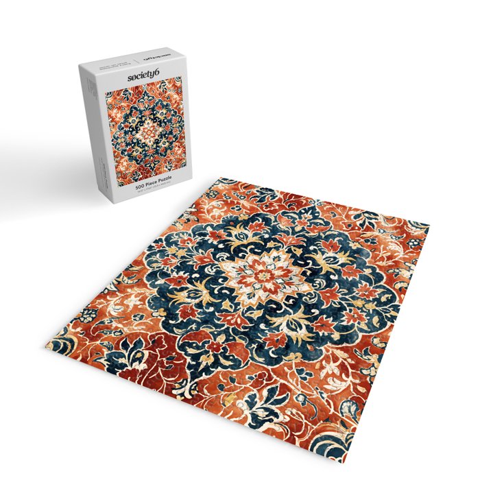 Indigo and Floral Spice Mandala Jigsaw Puzzle Gallery Image 2
