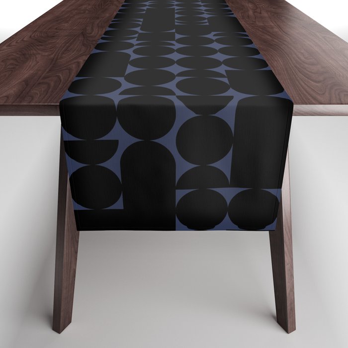 Midcentury modern geometric 01 black Table Runner Gallery Image 1