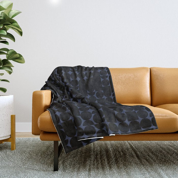 Midcentury modern geometric 01 black Throw Blanket Gallery Image 1