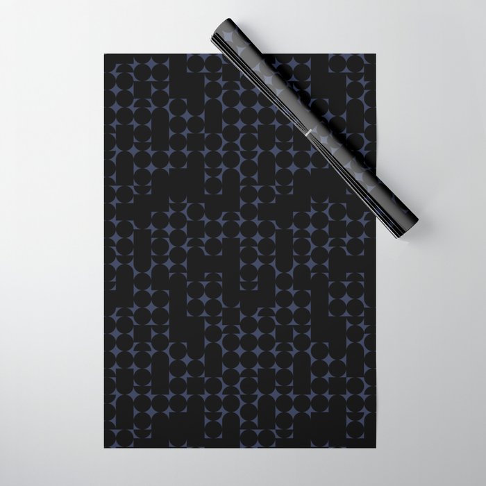 Midcentury modern geometric 01 black Wrapping Paper Gallery Image 1
