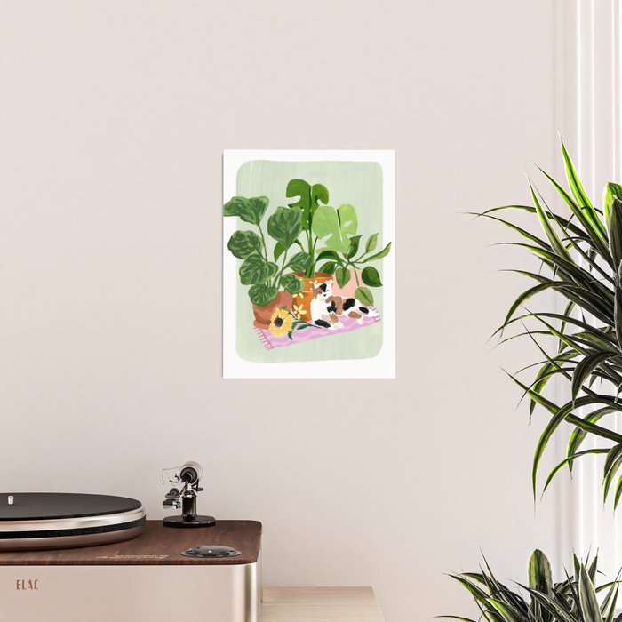 Cat and Plants Still Life Poster Gallery Image 2